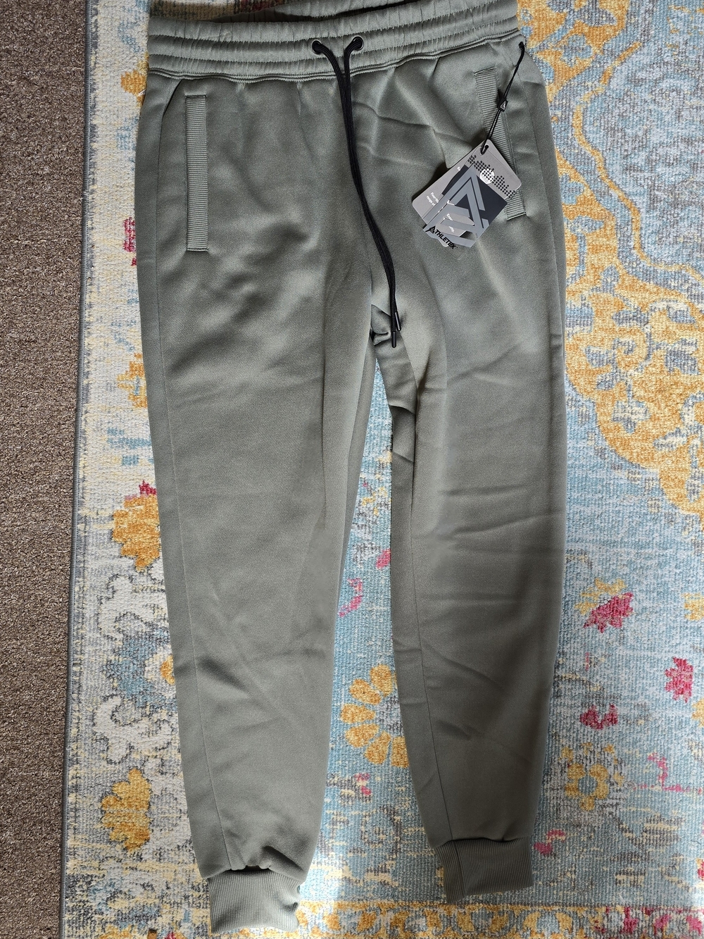 Men's Olive Green Jogger Sweatpants with Drawstring